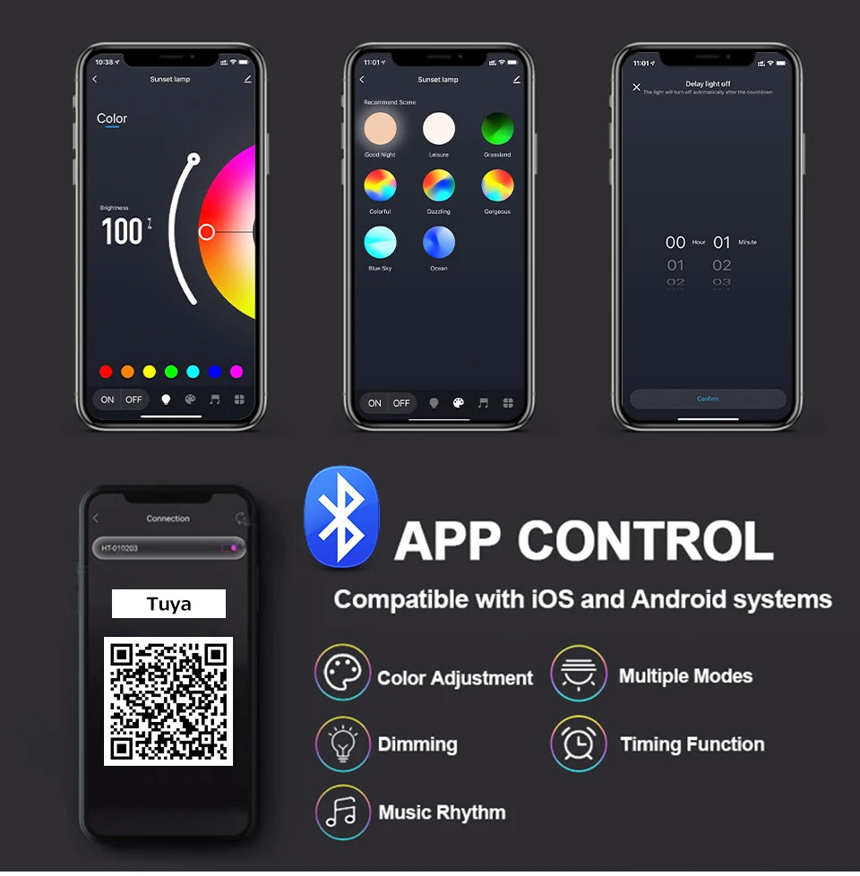 Smart Sunset Lamp Tuya LED Night Ligh USB RGB Smart Life APP Remote Projection For Room Decoration Photography Festival Birth