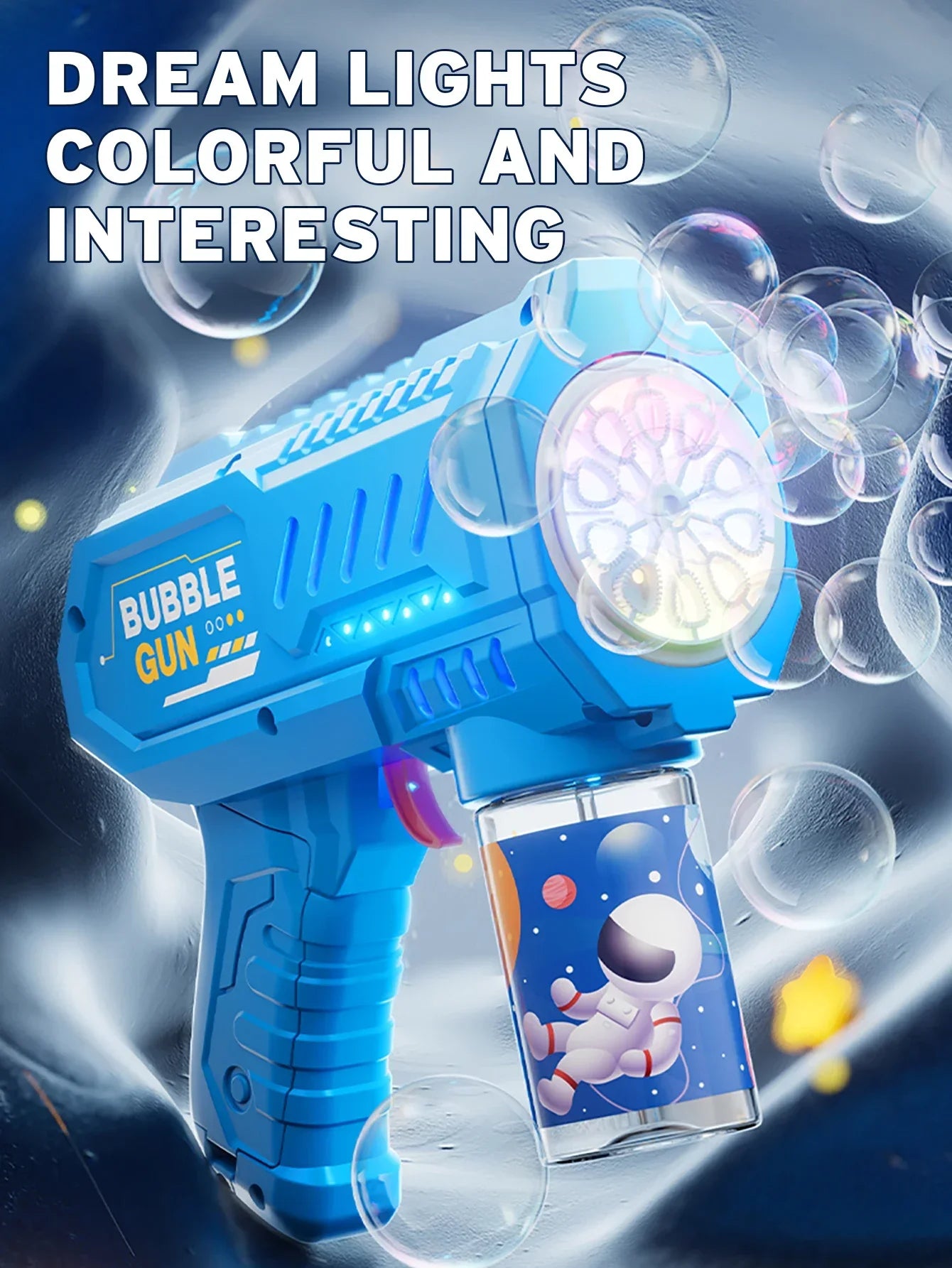 Fully Automatic Bubble Gun Rocket Bubbles Machine Automatic Blower with Bubble Liquid Toys for Kids Beach Outdoor Bubble Gifts