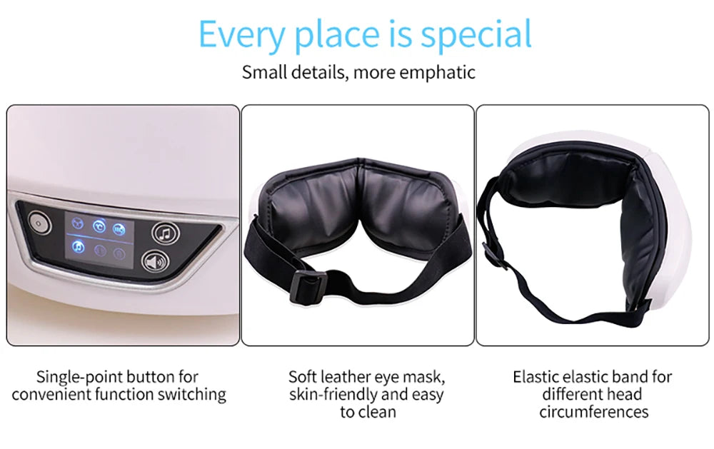 Smart Portable Vibration Eye Massager Airbag Compress Eye Care Tool Bluetooth Music Eye Massage Eye Relax Fatigue Sleepping Mask
