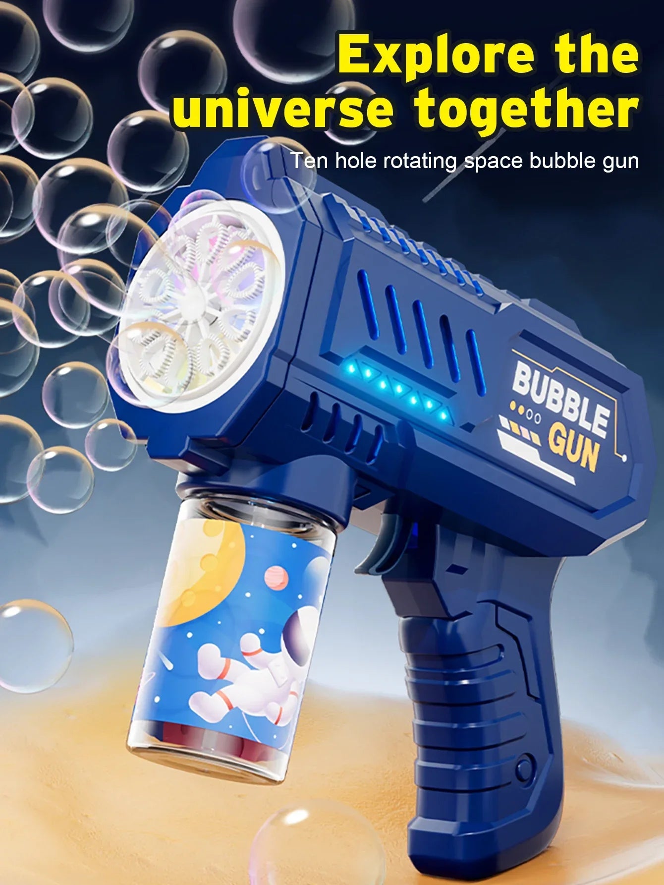 Fully Automatic Bubble Gun Rocket Bubbles Machine Automatic Blower with Bubble Liquid Toys for Kids Beach Outdoor Bubble Gifts