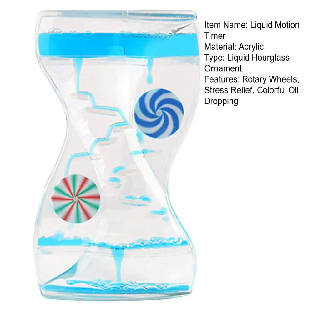Liquid Motion Bubbler Timer Rotary Wheels Colorful Oil Dropping Hourglass Fidget Toy Home Office Desktop Decor Kids Adults Gift