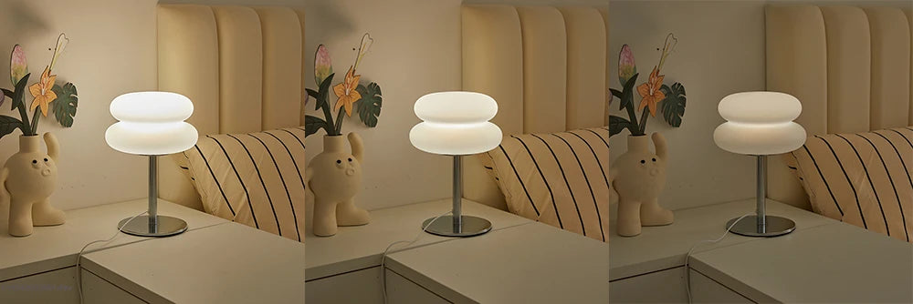 Bedroom bedside lamp creamy style table lamp USB plug tri color dimming living room study atmosphere light