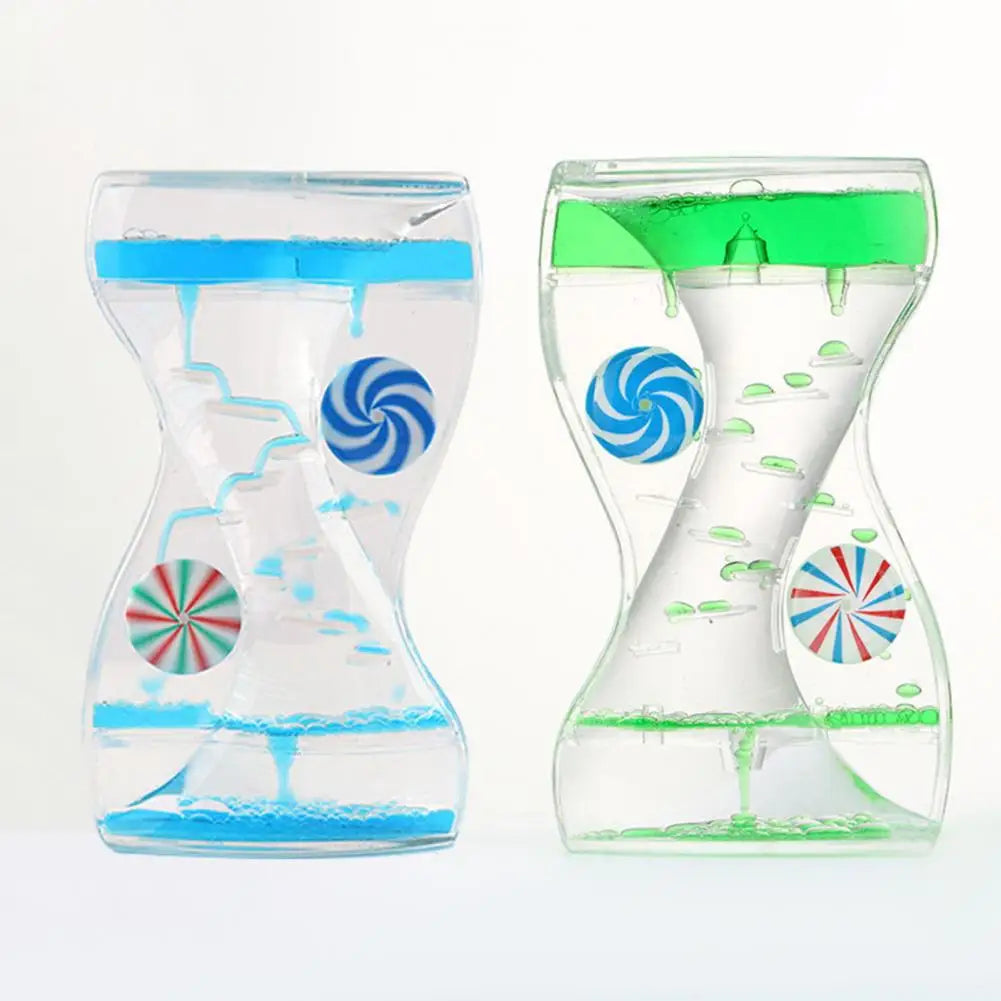 Liquid Motion Bubbler Timer Rotary Wheels Colorful Oil Dropping Hourglass Fidget Toy Home Office Desktop Decor Kids Adults Gift