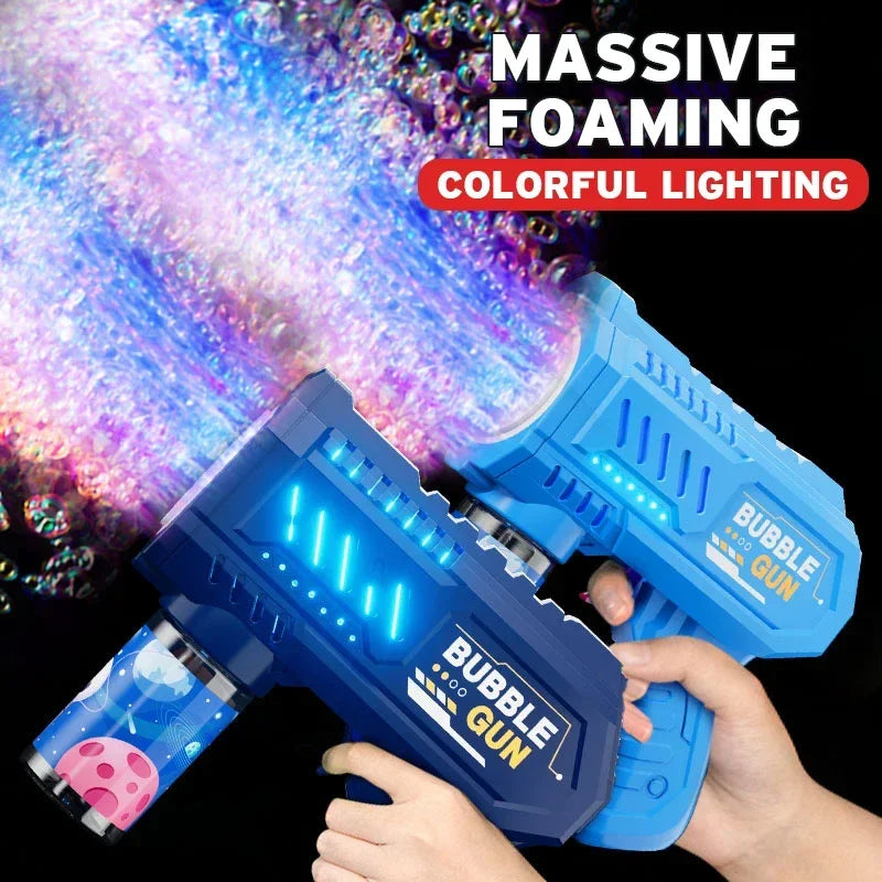 Fully Automatic Bubble Gun Rocket Bubbles Machine Automatic Blower with Bubble Liquid Toys for Kids Beach Outdoor Bubble Gifts