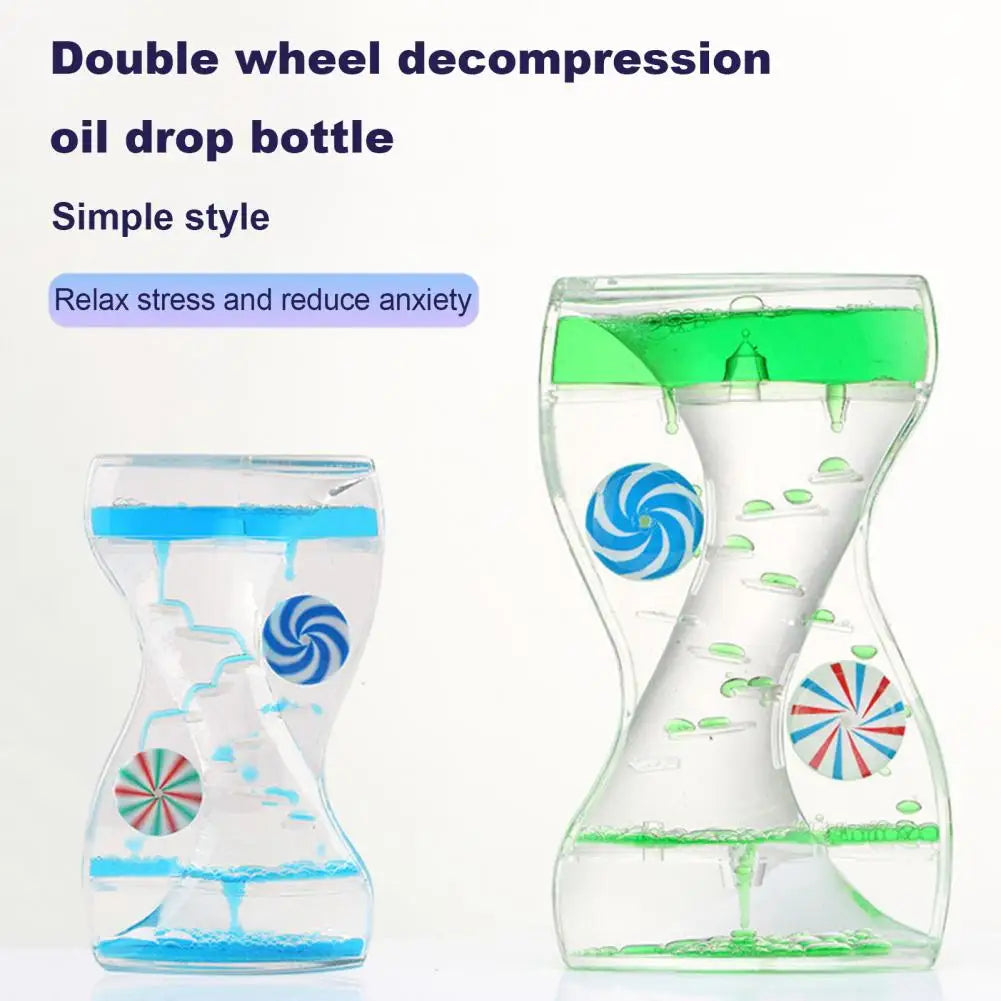 Liquid Motion Bubbler Timer Rotary Wheels Colorful Oil Dropping Hourglass Fidget Toy Home Office Desktop Decor Kids Adults Gift