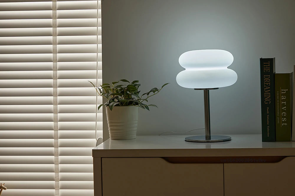 Bedroom bedside lamp creamy style table lamp USB plug tri color dimming living room study atmosphere light