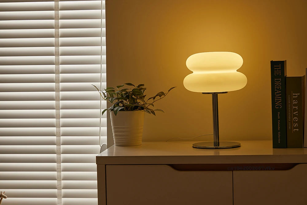 Bedroom bedside lamp creamy style table lamp USB plug tri color dimming living room study atmosphere light